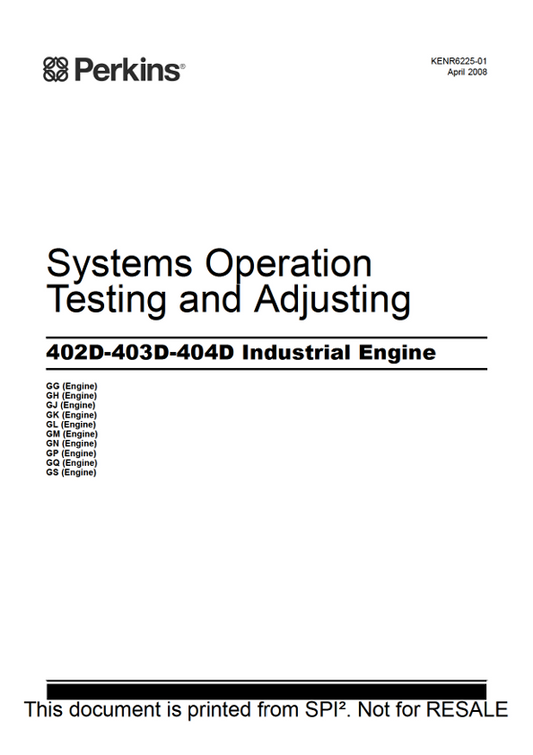 JCB Perkins 402D-403D-404D Engine Operation Testing & Adjusting