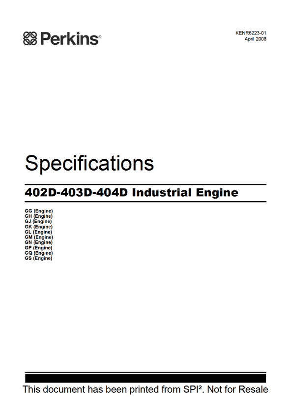 JCB Perkins 402D-403D-404D Industrial Engine Specifications