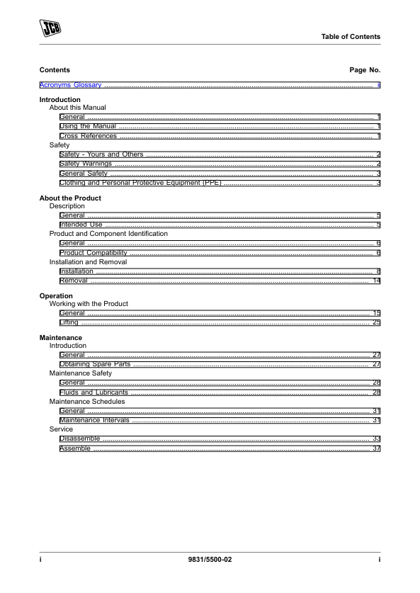 JCB Quickhitch Machine Attachment Operator Handbook PDF