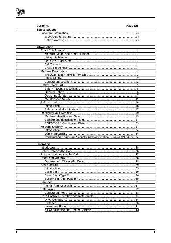 JCB RTFL 926 930 940 950 Operator & User Manual PDF
