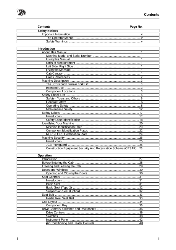 JCB RTFL 926 930 940 Operator Manual Download PDF