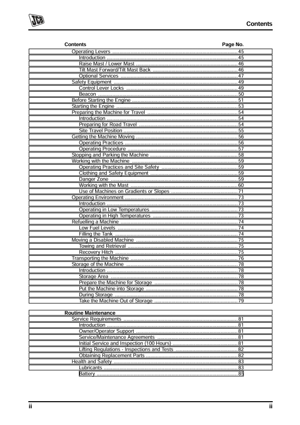 JCB RTFL 926, 930 & 940 Service Operator Manual PDF