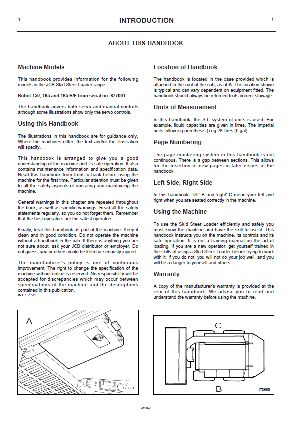 JCB Robot 165HF, 165, 150 Operator Handbook PDF Documentation