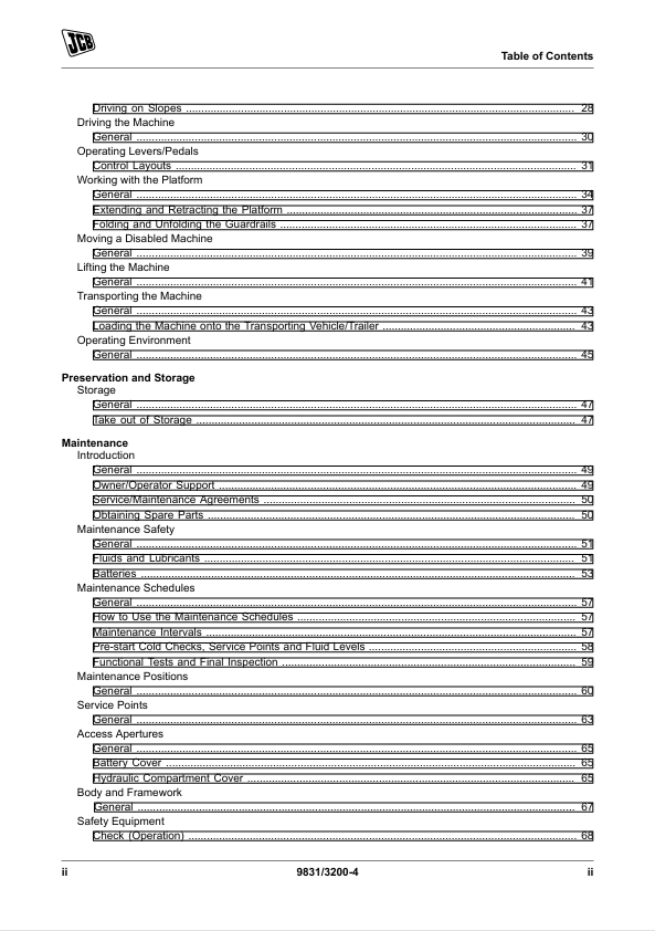 JCB S-Series Mobile Elevating Work Platform Operator Manual PDF