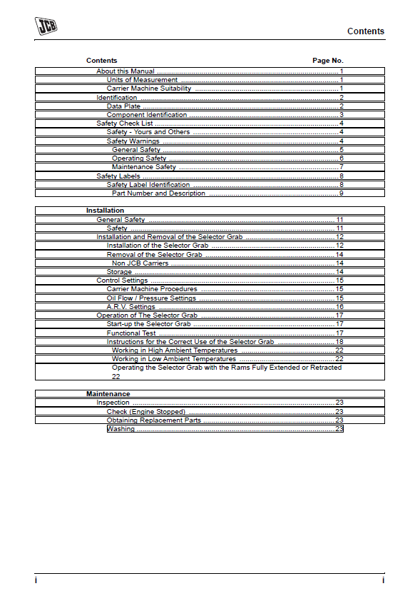JCB Selector Grab User Manual: Safety & Operating Guide