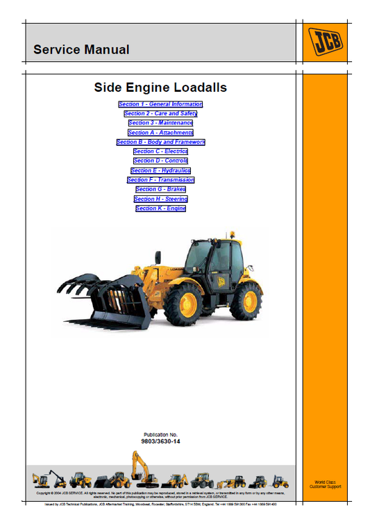 JCB Side Engine Loadall Official Service & Repair Manual (PDF)