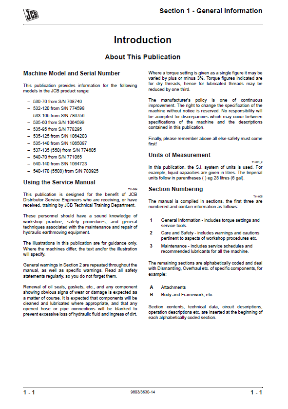 JCB Side Engine Loadall Telehandler Maintenance & Service Manual PDF