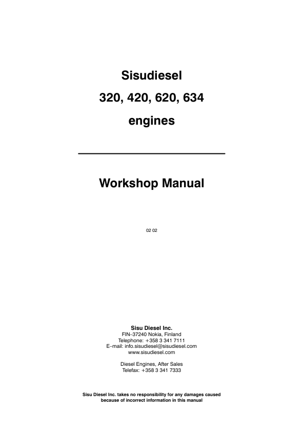 JCB SisuDiesel 320, 420, 620 & 634 Engine Repair Guide