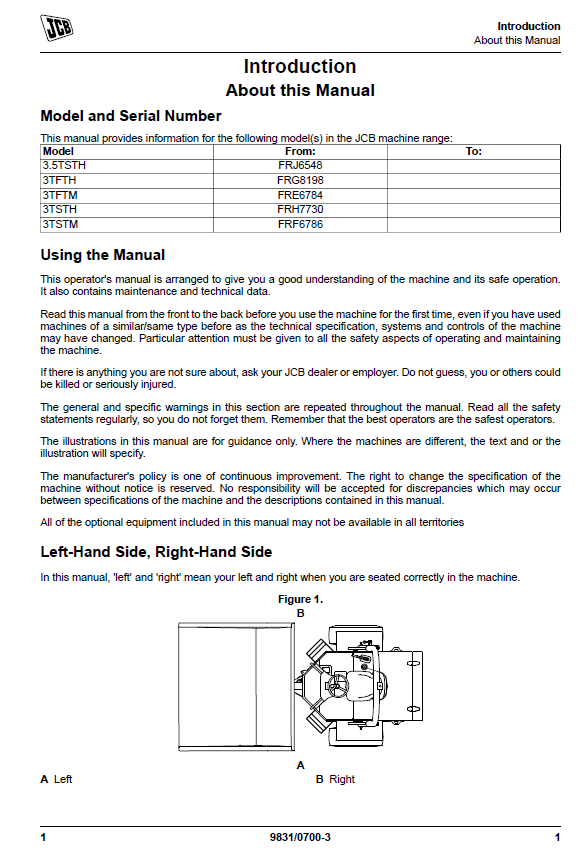 JCB Site Dumper 3.5TSTH to 3TSTM Operator Manual PDF Download