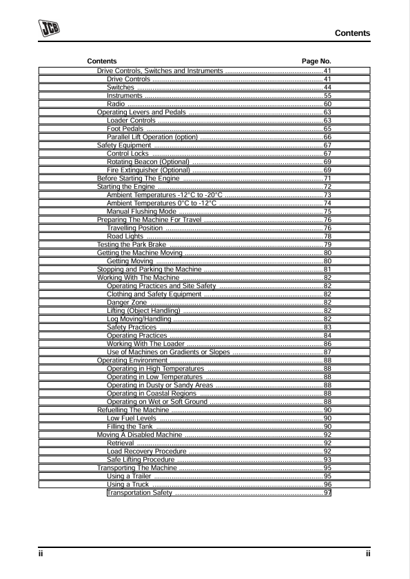 JCB Skid Steer Loader 330 & 320T Operator Manual PDF Download