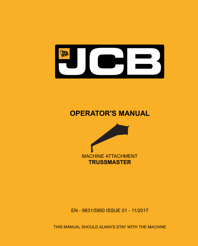 JCB TRUSSMASTER MACHINE ATTACHMENT OPERATOR MANUAL PDF