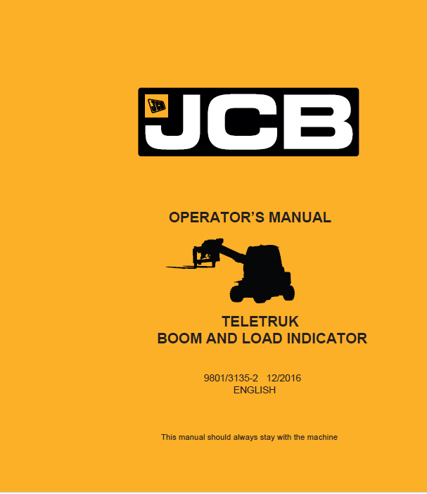 JCB Teletruk Boom and Load Indicator Operator Manual PDF