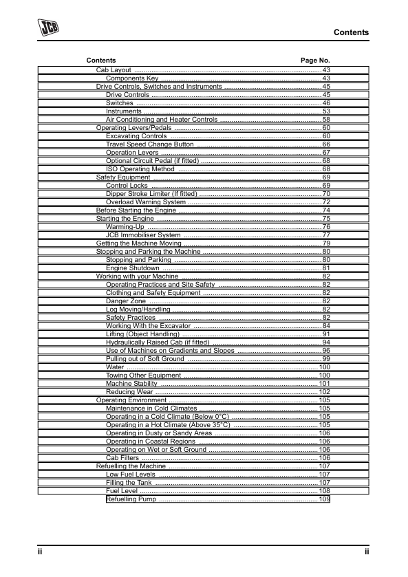 JCB Tracked Excavators JS Auto Range Operator Manual – PDF
