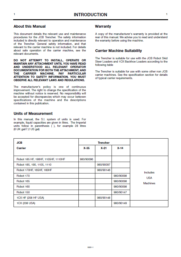 JCB Trencher X Series Service & Repair Manual PDF