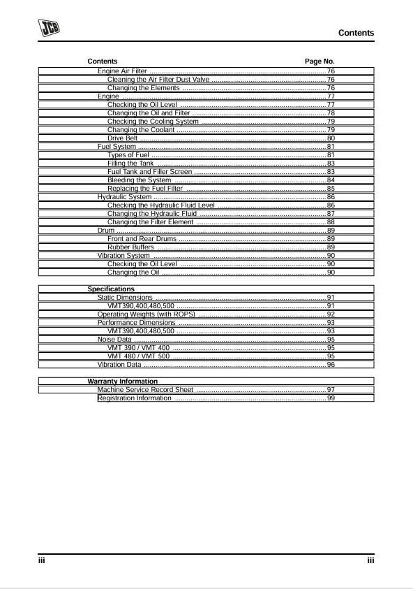 JCB VIBROMAX VMT390-500 Operator & Maintenance Manual PDF