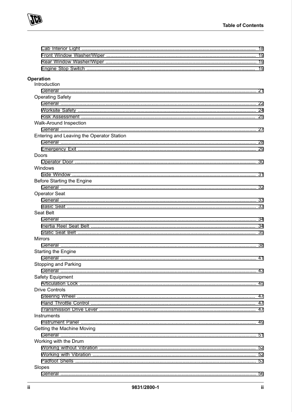 JCB VM116 Machine Operator Manual PDF & Guide