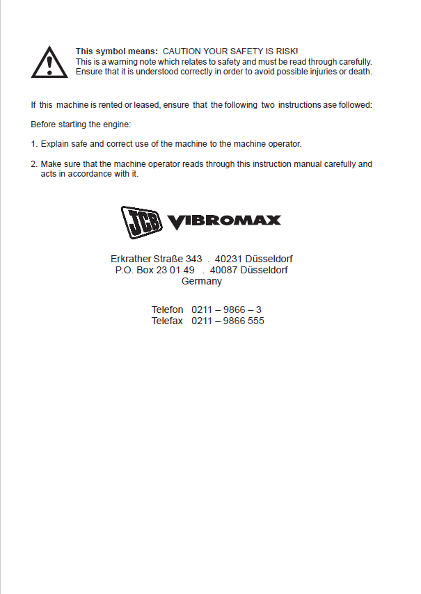 JCB VMD 62 Duplex Roller User Guide & Manual PDF