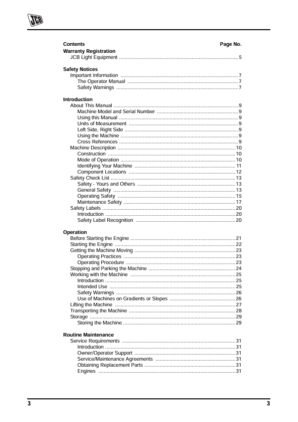 JCB VMF 70 & VMF 90 Vibrating Plate Manual PDF Download