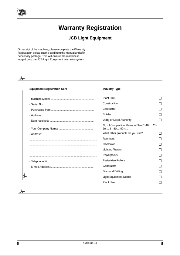 JCB VMF 70 & VMF 90 Vibrating Plate Operator Manual