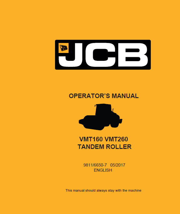 JCB VMT160, VMT260 Tandem Roller Operator Manual PDF