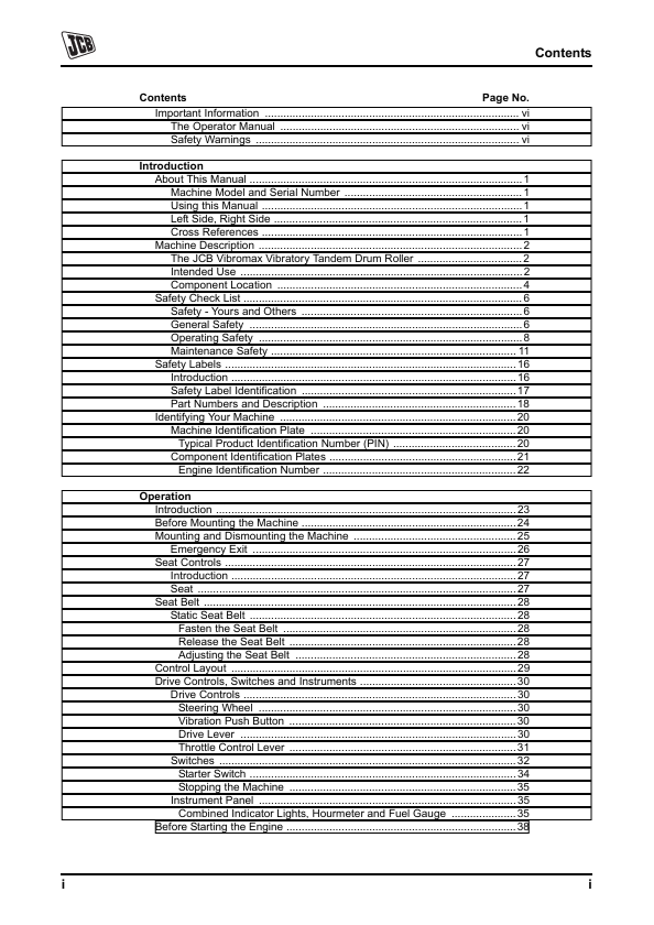 JCB VMT330 Operator Manual PDF – Service & Maintenance