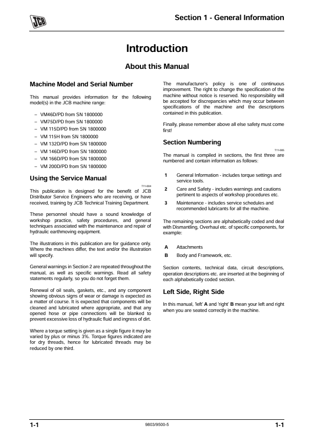 JCB VM Range Tier II Workshop Service Manual PDF