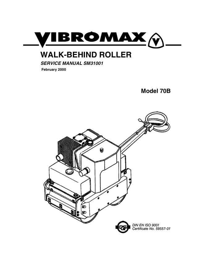 JCB Vibromax 70B Walk-Behind Roller Service Manual PDF