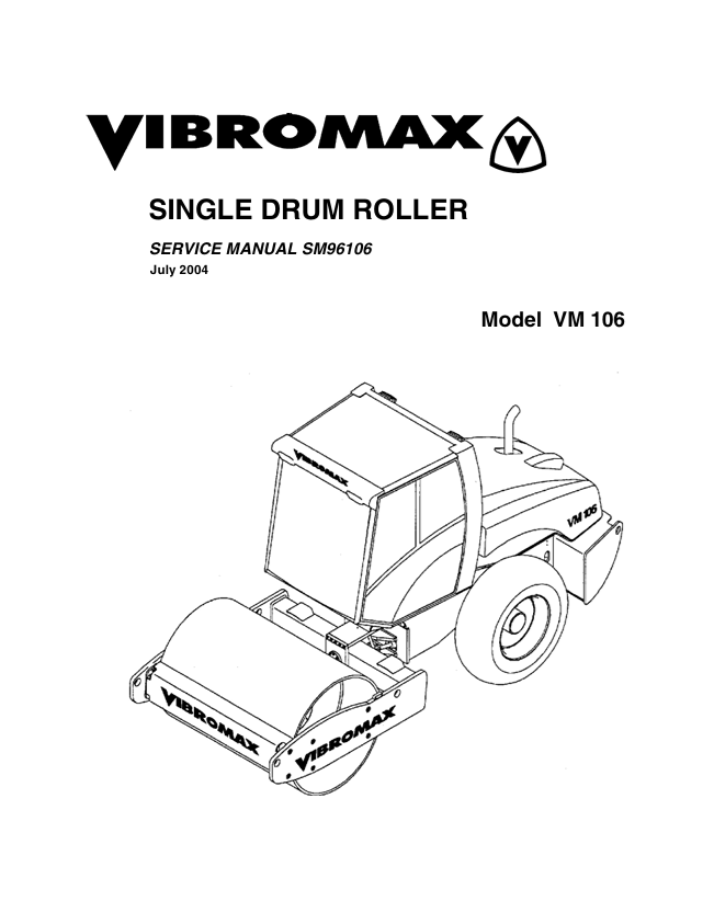 JCB Vibromax VM 106 Single Drum Roller Service Manual PDF