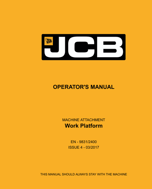 JCB Work Platform Machine Attachment Operator Manual PDF