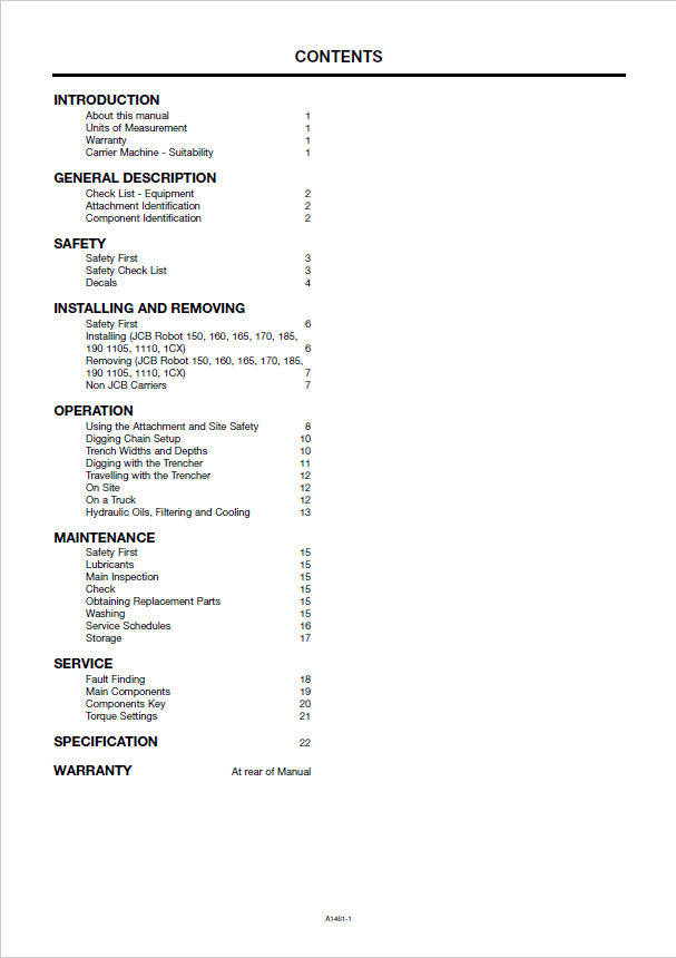 JCB XR Series Trencher: Operator & Maintenance Guide PDF
