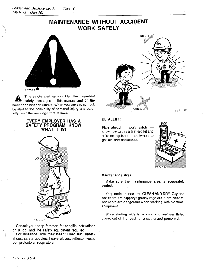 JD401-C Backhoe Loader Technical Service Manual | TM1092 PDF