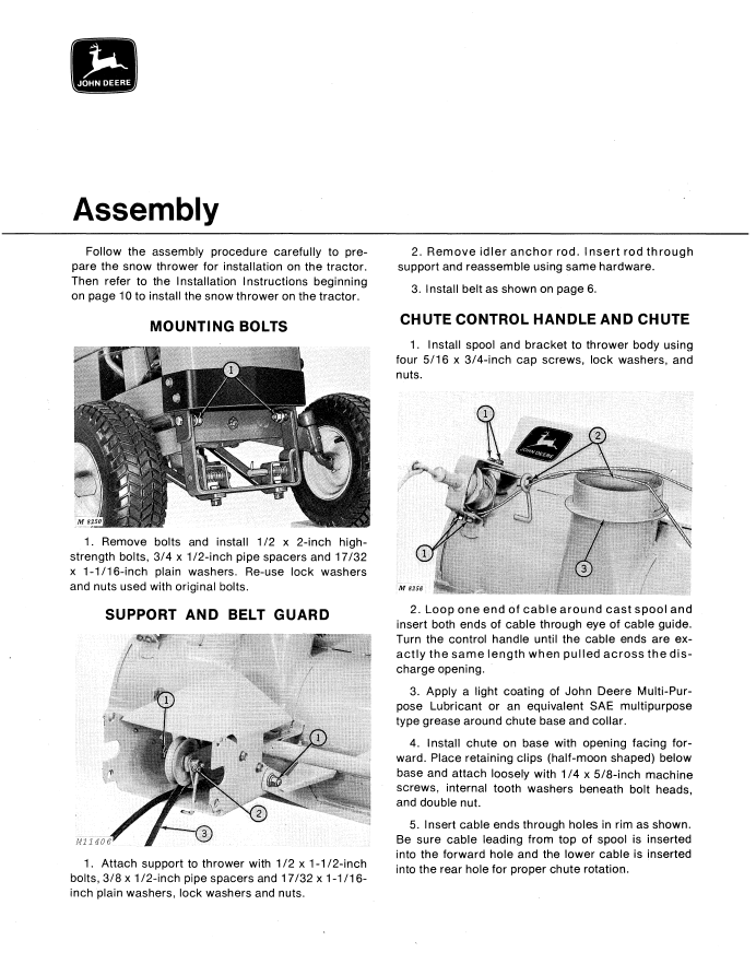 JOHN DEERE 32 SNOWTHROWER LAWN & GROUNDS CARE DIVISION OMM44394 OPERATOR MANUAL 
