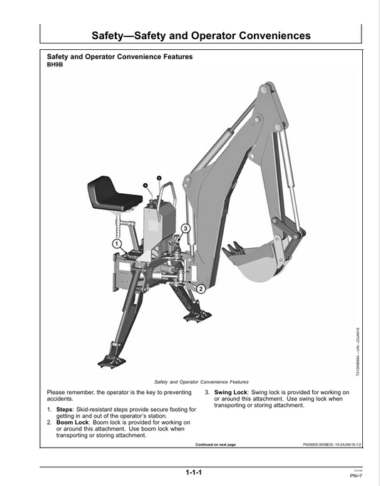 JOHN DEERE BH9B, BH10B, BH11B UTILITY BACKHOE OPERATOR MANUAL OMT420808X19