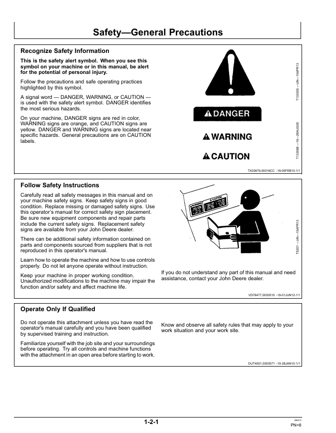 JOHN DEERE MP66B, MP72B, MP78B AND MP84B MULTI-PURPOSE BUCKET OPERATOR MANUAL OMT343352X19