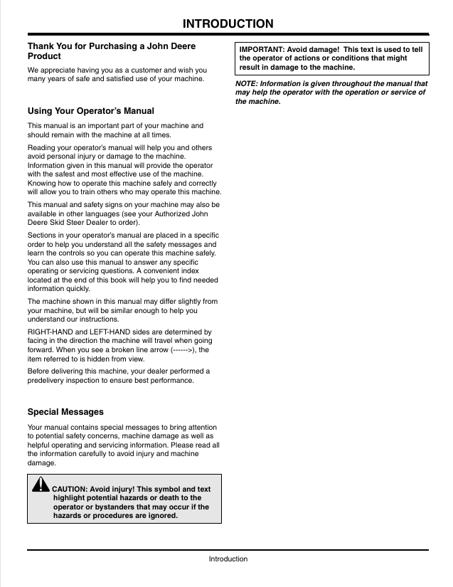 JOHN DEERE PRO850, PRO900, PRO911 UTILITY BACKHOE OPERATOR MANUAL OMKV18678