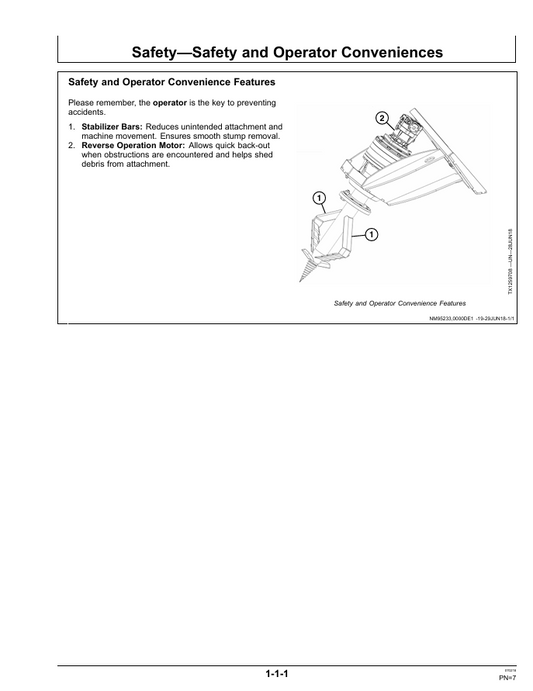 JOHN DEERE SS30 STUMP SHREDDER OPERATOR MANUAL OMT412360X19