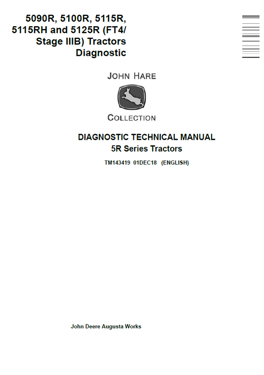 John Deere 0R, 5100R, 5115R, 5115RH and 5125R (FT4/ Stage IIIB) Tractor Diagnostic Technical Manual - TM143419