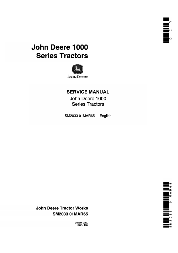 John Deere 1000 Series Tractor Service Manual SM2033 PDF