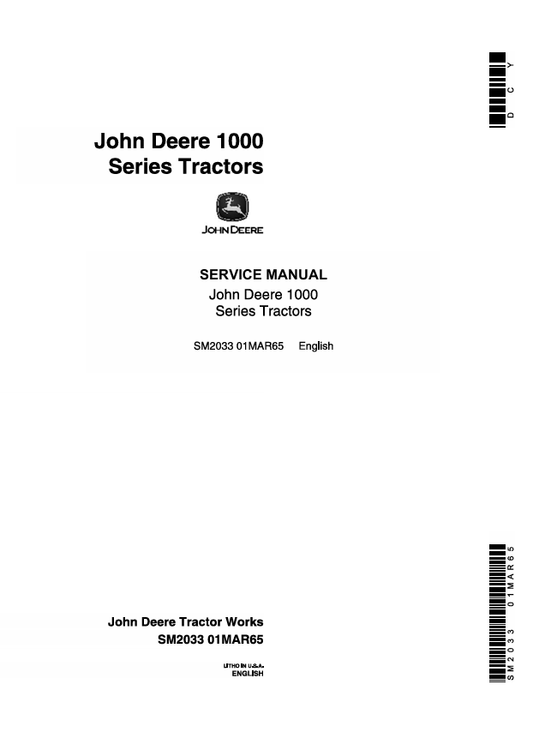 John Deere 1000 Series Tractor Service Manual SM2033 PDF