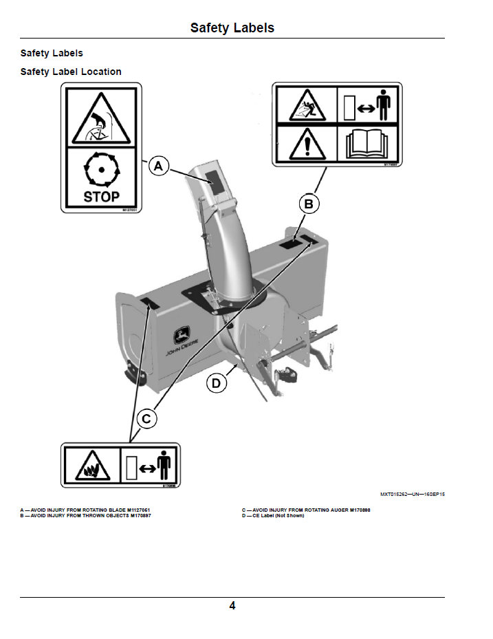 John Deere 100 Series 44-Inch Snowblower Operation & Maintenance Manual