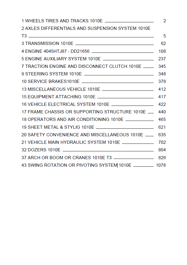 John Deere 1010E Forwarder PC10353 Parts Catalogue Manual
