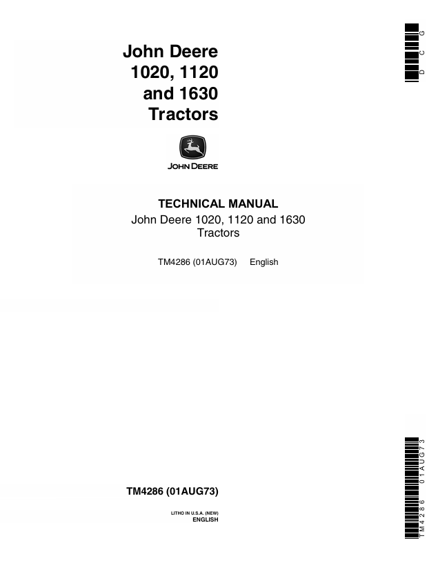 John Deere 1020 1120 1630 Tractor Technical Manual TM4286 PDF