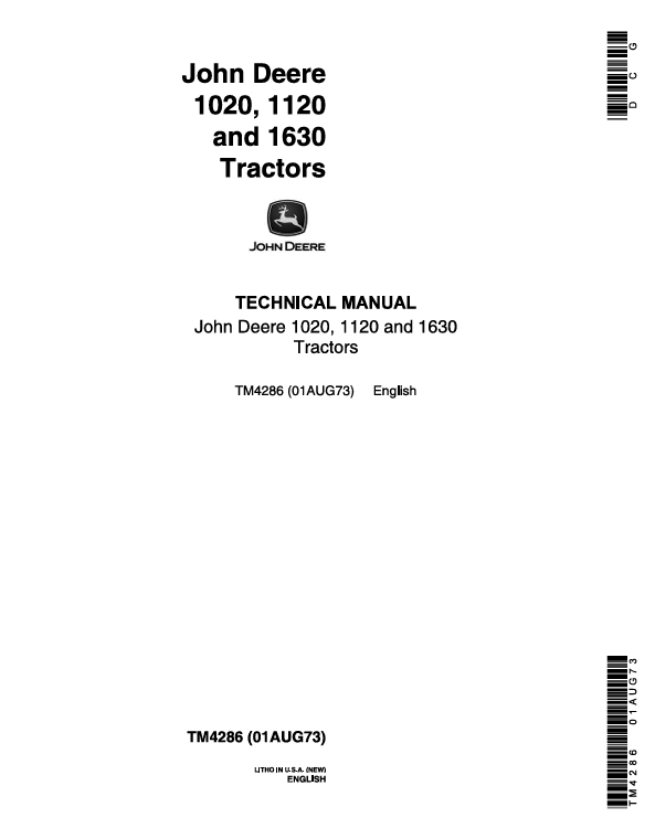 John Deere 1020, 1120, 1630 Tractor Technical Manual TM4286 PDF Download