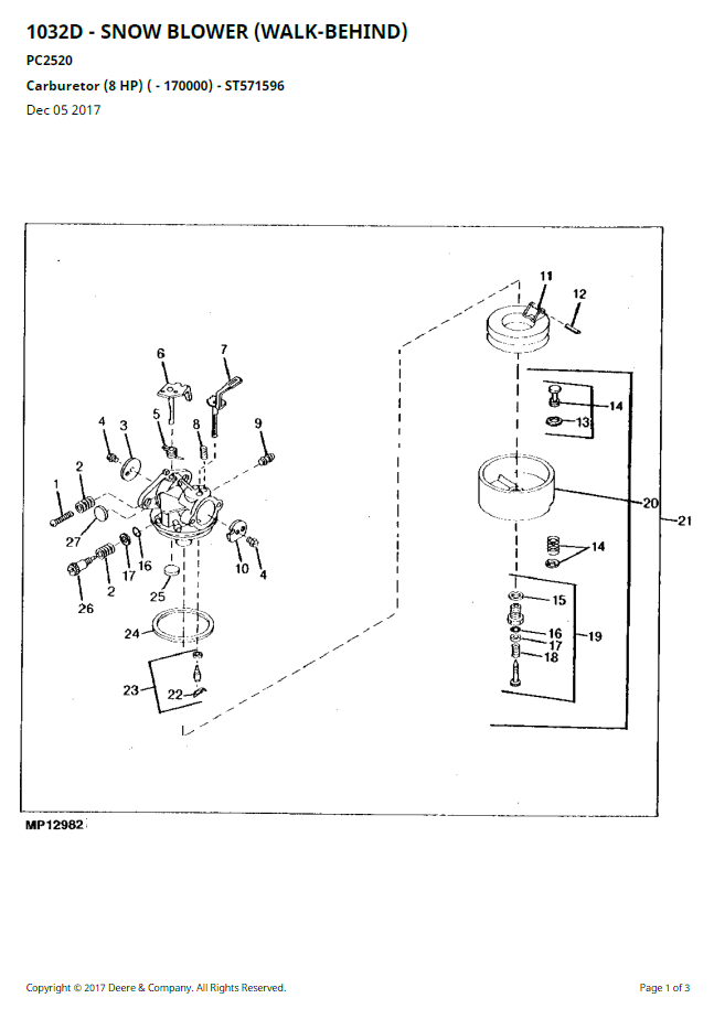 John Deere 1032D Snow Thrower Spare Parts Catalogue | Complete Guide