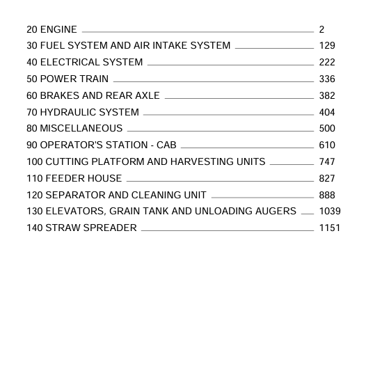 John Deere 1032, 1042, 1052 Combine Parts Catalogue Manual PC4197