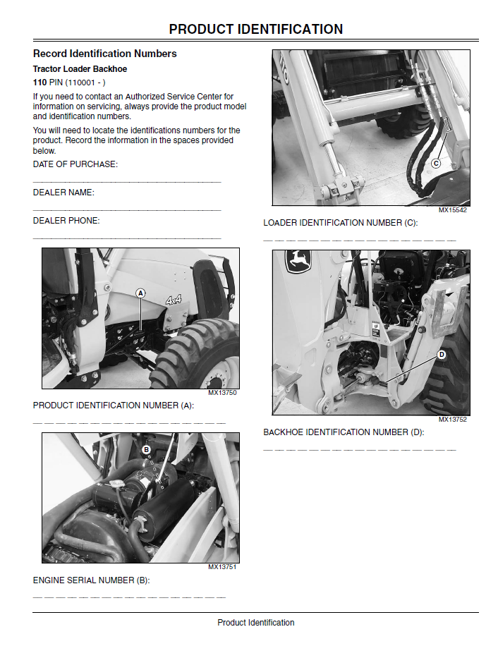 John Deere 110 Loader Backhoe User Guide & Operator Manual Download