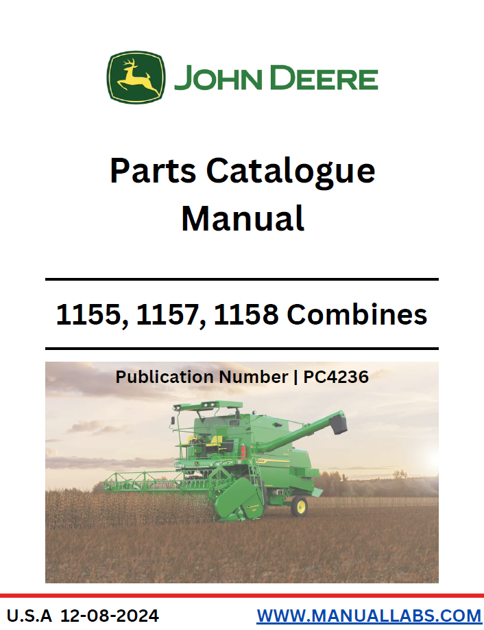 John Deere 1155 1157 1158 Combine Parts Catalogue Manual PC4236