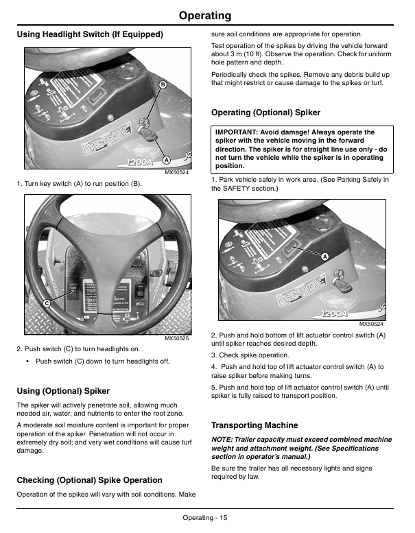 John Deere 1200A Bunker Rake OMTCU30901 Operation & Maintenance Manual