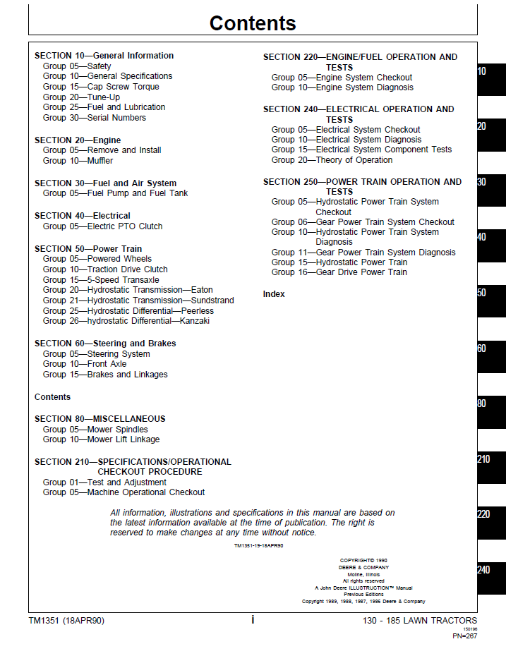 John Deere 130-185 Series Lawn Tractor Service & Repair Guide