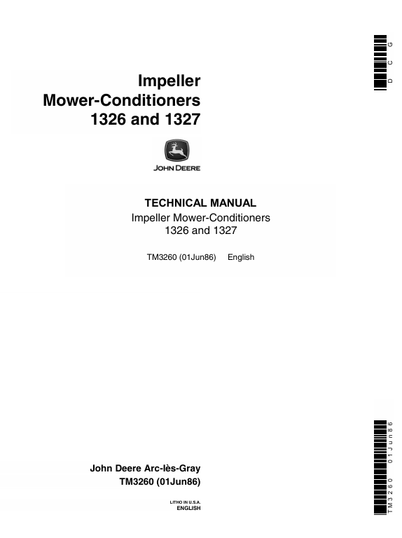 John Deere 1326 & 1327 Impeller Mower Conditioner Technical Manual TM3260
